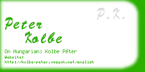 peter kolbe business card